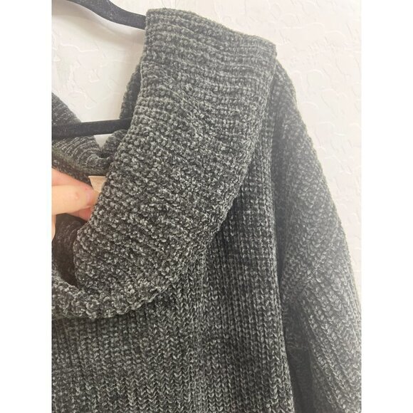 Wishlist Grey Chenille Very Soft Cowl Neck Sweater Charcoal Grey Sz M/L Over - Picture 4 of 7